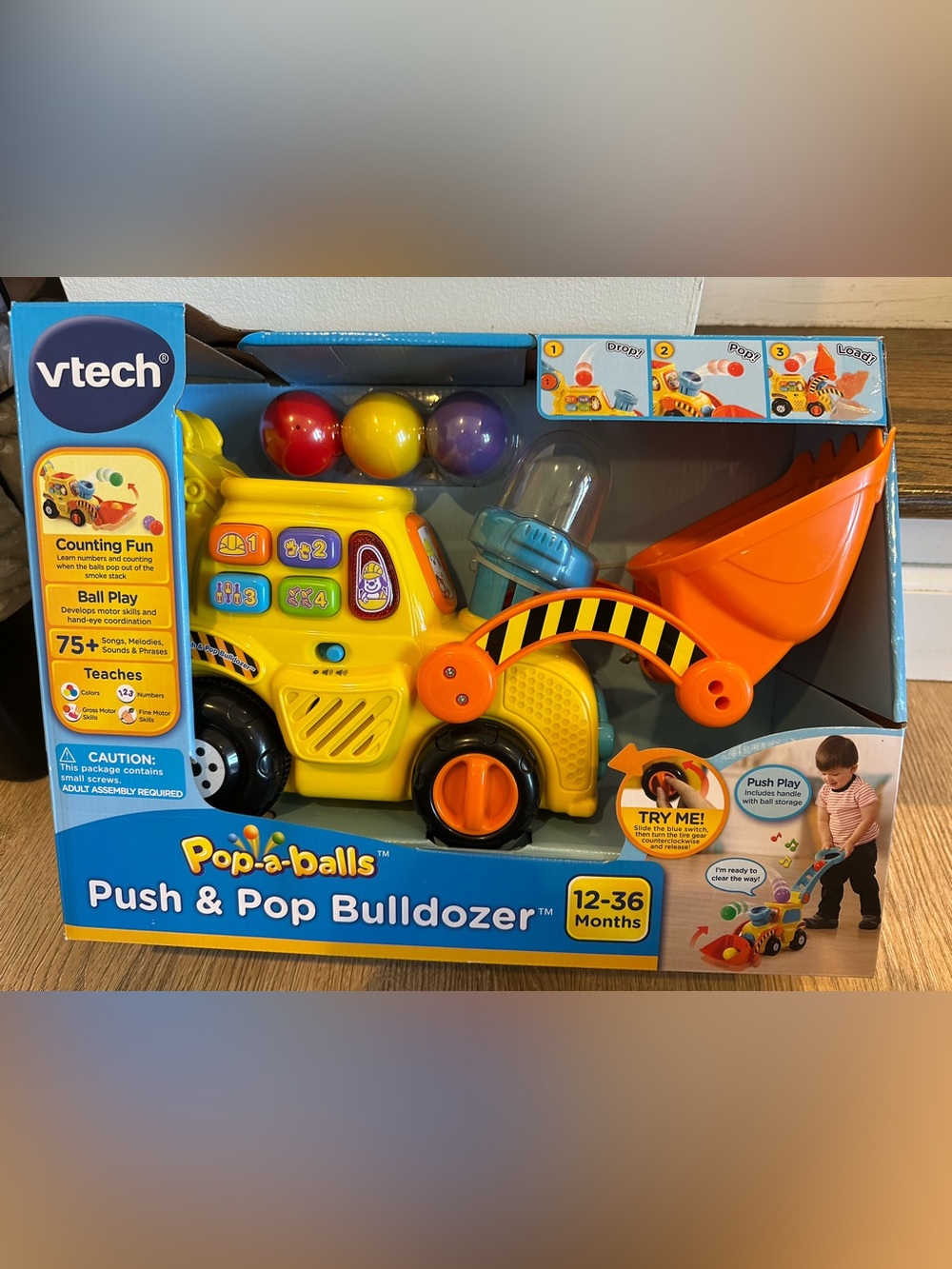 VTech Pop-a-balls Push & Pop Bulldozer - Yellow and Orange
